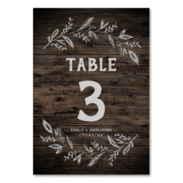 Tarjeta De Mesa Ramas curvas | Número de tabla de madera