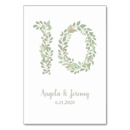 Tarjeta De Mesa Ramas de oliva número 10