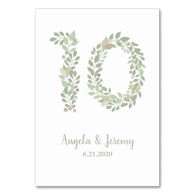 Tarjeta De Mesa Ramas de oliva número 10 (Anverso)