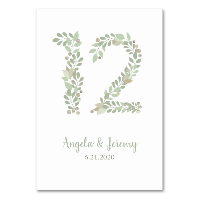 Tarjeta De Mesa Ramas de oliva número 12 (Anverso)