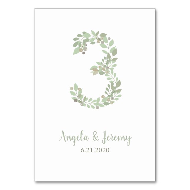 Tarjeta De Mesa Ramas de oliva número 3 (Anverso)