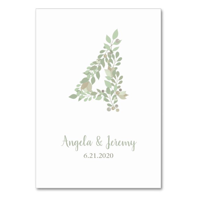 Tarjeta De Mesa Ramas de oliva número 4 (Anverso)