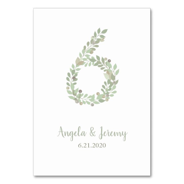 Tarjeta De Mesa Ramas de oliva número 6 (Anverso)