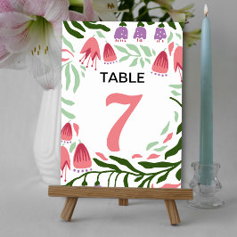 Tarjeta De Mesa Ramas retro de boho coloridas y boda de flores