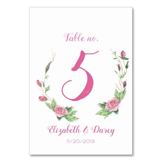 Tarjeta De Mesa Rambling Rosa Wreath (Anverso)