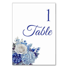 Tarjeta De Mesa Ramo de flores azules acuarela-Boda-