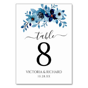 Tarjeta De Mesa Ramo de flores de acuarela azul polvoriento elegan