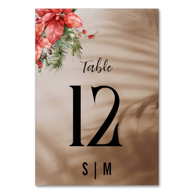 Tarjeta De Mesa Ramo floral de poinsettia elegante (Anverso)