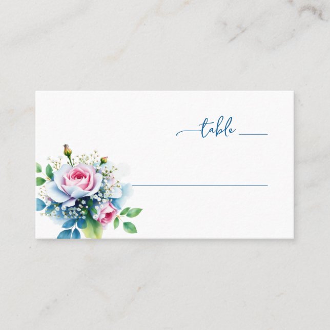 Tarjeta De Mesa Ramo Floral Pastel Romántico (Anverso)