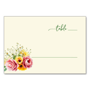 Tarjeta De Mesa Ramo Floral Pastel Sereno