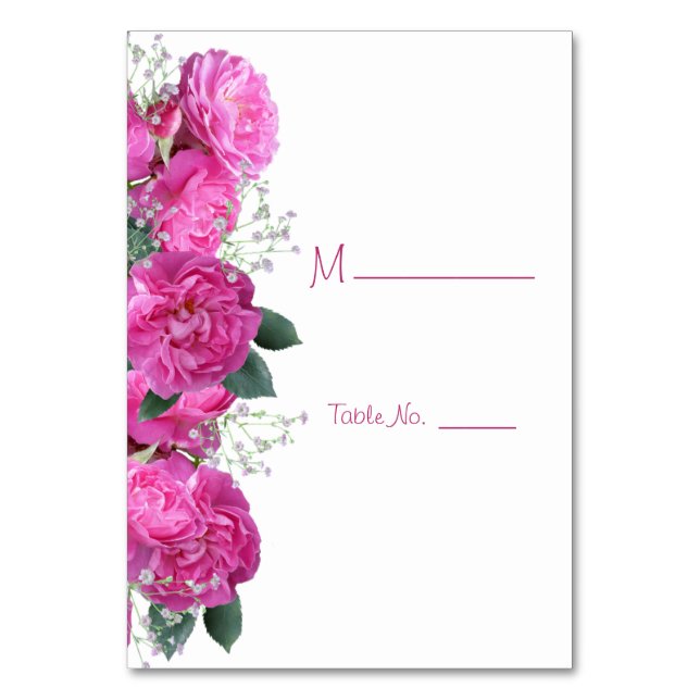 Tarjeta De Mesa Ramo Floral Romántico Boda (Anverso)