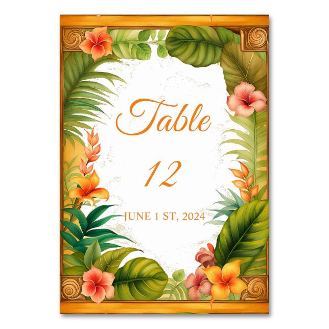 Tarjeta De Mesa Ramo Tropical Vintage Thunder_Cove (Anverso)