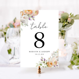 Tarjeta De Mesa Ramos Florales de Primavera Delicados para Bodas