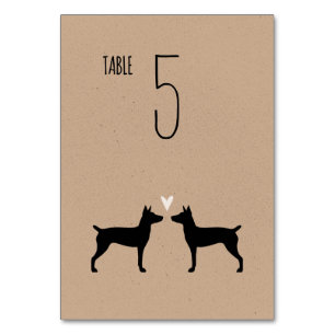 Tarjeta De Mesa Rat Terrier Silhouettes Perros Recepción de bodas