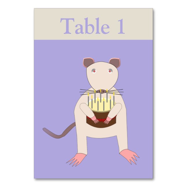 Tarjeta De Mesa Rata siamesa con pastel de cumpleaños (Anverso)