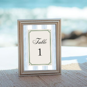 Tarjeta De Mesa Rayas Azules Costero Vintage Playa Retro Boda