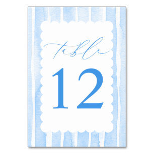 Tarjeta De Mesa Rayas Azules Pastel Elegante Baby Shower