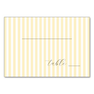 Tarjeta De Mesa Rayas Elegantes Amarillo Pálido