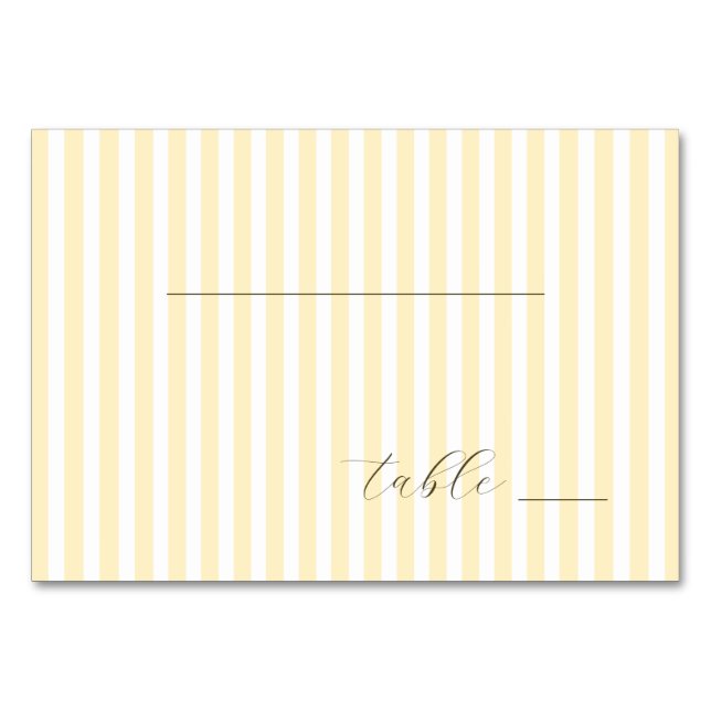 Tarjeta De Mesa Rayas Elegantes Amarillo Pálido (Anverso)