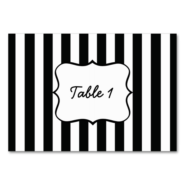 Tarjeta De Mesa Rayas francesas en negro (Anverso)
