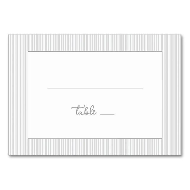 Tarjeta De Mesa Rayas Grises Sofisticadas (Anverso)