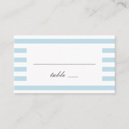 Tarjeta De Mesa Rayas náuticas azules. Boda moderna a rayas