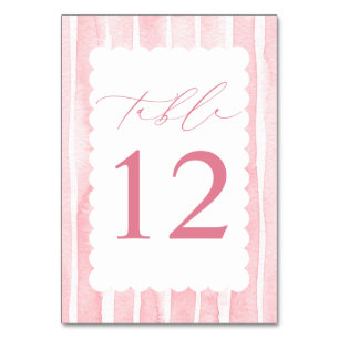 Tarjeta De Mesa Rayas rosadas, elegante baby shower