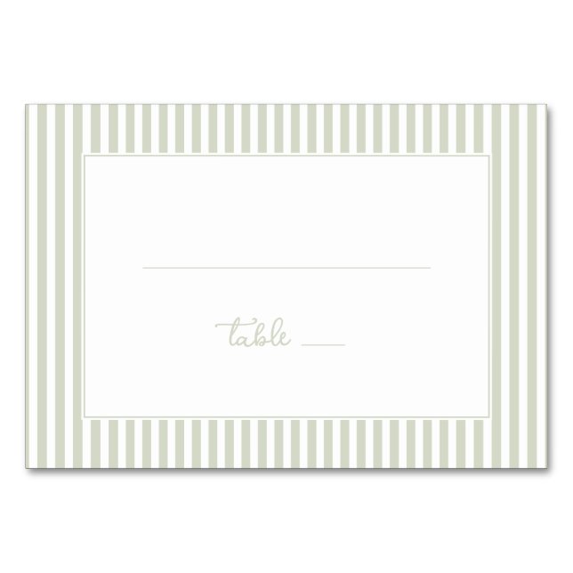 Tarjeta De Mesa Rayas Verdes Pálidas Tranquilas (Anverso)