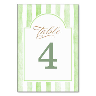 Tarjeta De Mesa Rayas Verdes Salvia Elegante Shower de Bebé