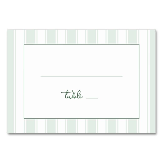 Tarjeta De Mesa Rayas Verdes Serenas (Anverso)