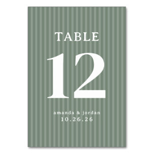 Tarjeta De Mesa Rayas Verdes Sofisticadas