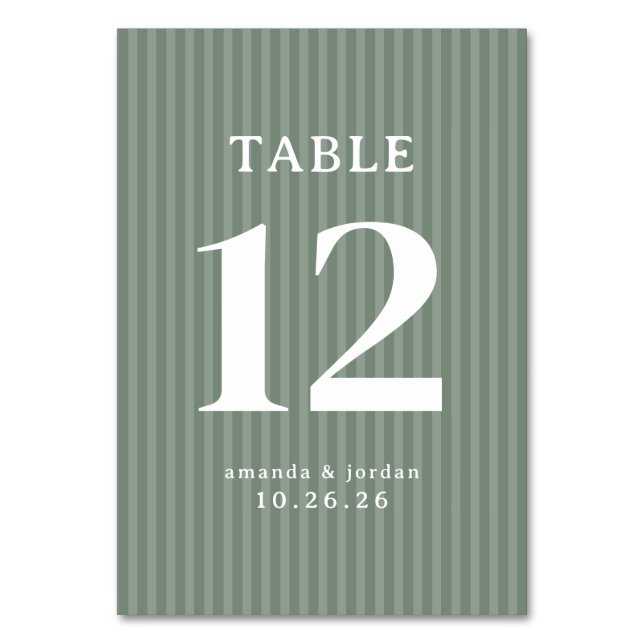 Tarjeta De Mesa Rayas Verdes Sofisticadas (Anverso)