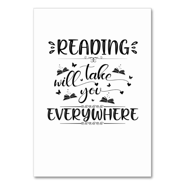 Tarjeta De Mesa Reading Art Reading Will Take You Everywhere (Anverso)