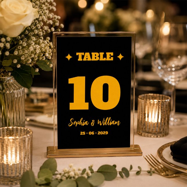 Tarjeta De Mesa Recepción de Boda Black & Gold (Subido por el creador)