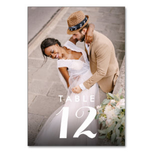Tarjeta De Mesa Recepción de Boda con Foto Moderna y Elegante