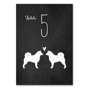 Tarjeta De Mesa Recepción de boda con siluetas de Alaskan Malamute
