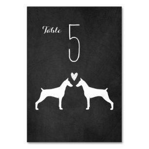 Tarjeta De Mesa Recepción de boda con siluetas de Doberman Pinsche
