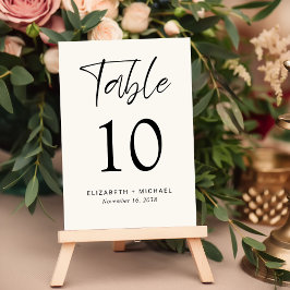 Tarjeta De Mesa Recepción de boda crema moderna