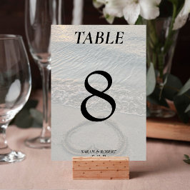 Tarjeta De Mesa Recepción de Boda de Arena de Playa