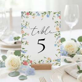 Tarjeta De Mesa Recepción de Boda de Flor Silvestre Elegante