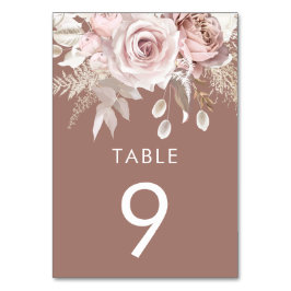 Tarjeta De Mesa Recepción de boda de rosa polvorienta y arcilla ro