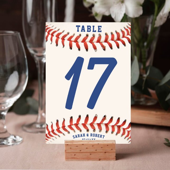 Tarjeta De Mesa Recepción de Boda Deportiva de Softball de Béisbol (Baseball Softball Sport Wedding Reception Table Number)