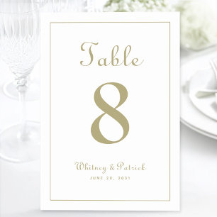 Tarjeta De Mesa Recepción de Boda Dorada Elegante Mesa de Cena For