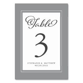 Tarjeta De Mesa Recepción de Boda Elegante Chic Gris y Blanco