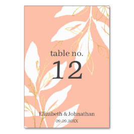 Tarjeta De Mesa Recepción de Boda Floral de acuarela de color dora