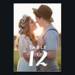 Tarjeta De Mesa Recepción de boda fotográfica personalizado<br><div class="desc">Sube tu fotografía favorita a estas tarjetas de número de tabla del boda de fotos del personalizado. El diseño se repite en la parte delantera y trasera de la tarjeta.</div>