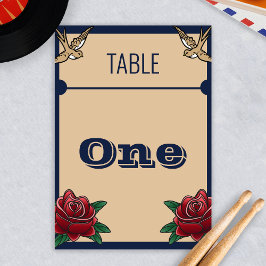 Tarjeta De Mesa Recepción de boda gótica Rockabilly Tattoo