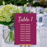 Tarjeta De Mesa Recepción de boda magenta<br><div class="desc">Número de la mesa de recepción de la boda magenta. Personalice con el número de tabla y cada invitado sentado en esa mesa. Diseñar una para cada tabla. Comuníquese conmigo para obtener ayuda con sus personalizaciones o para solicitar productos adicionales de correspondencias o coordinación de Zazzle para su(s) evento(s).</div>