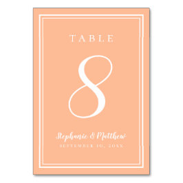 Tarjeta De Mesa Recepción de Boda Simple Moderna de Melocotón Mini