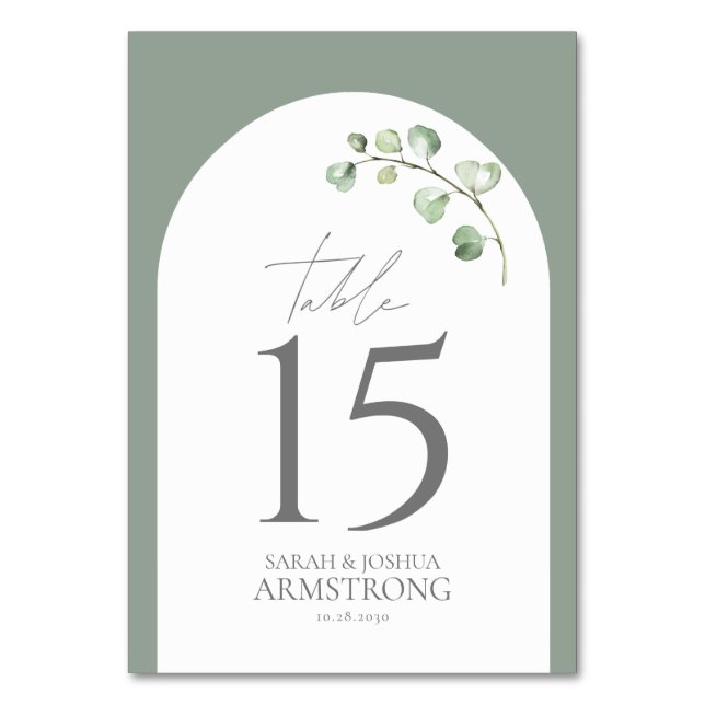 Tarjeta De Mesa Recepción de bodas botánicas del Arco Verde Masaje (Anverso)